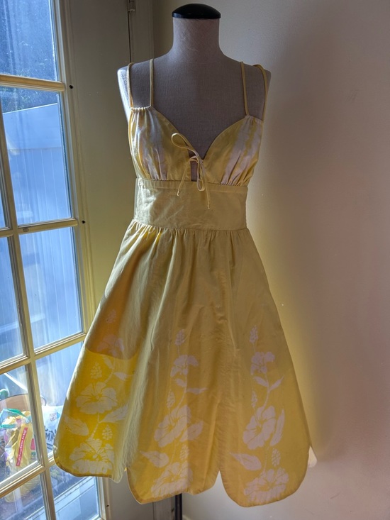 Betsey Johnson Dresses & Skirts - Betsey Johnson vintage Yellow and White hibiscus Floral Halter Maxi Dress. 6